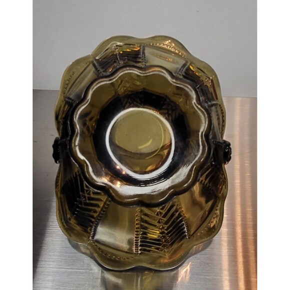 Imperial Amber Glass Basket with Handle Candy Trinket Dish Art Glass Small - Picture 4 of 5